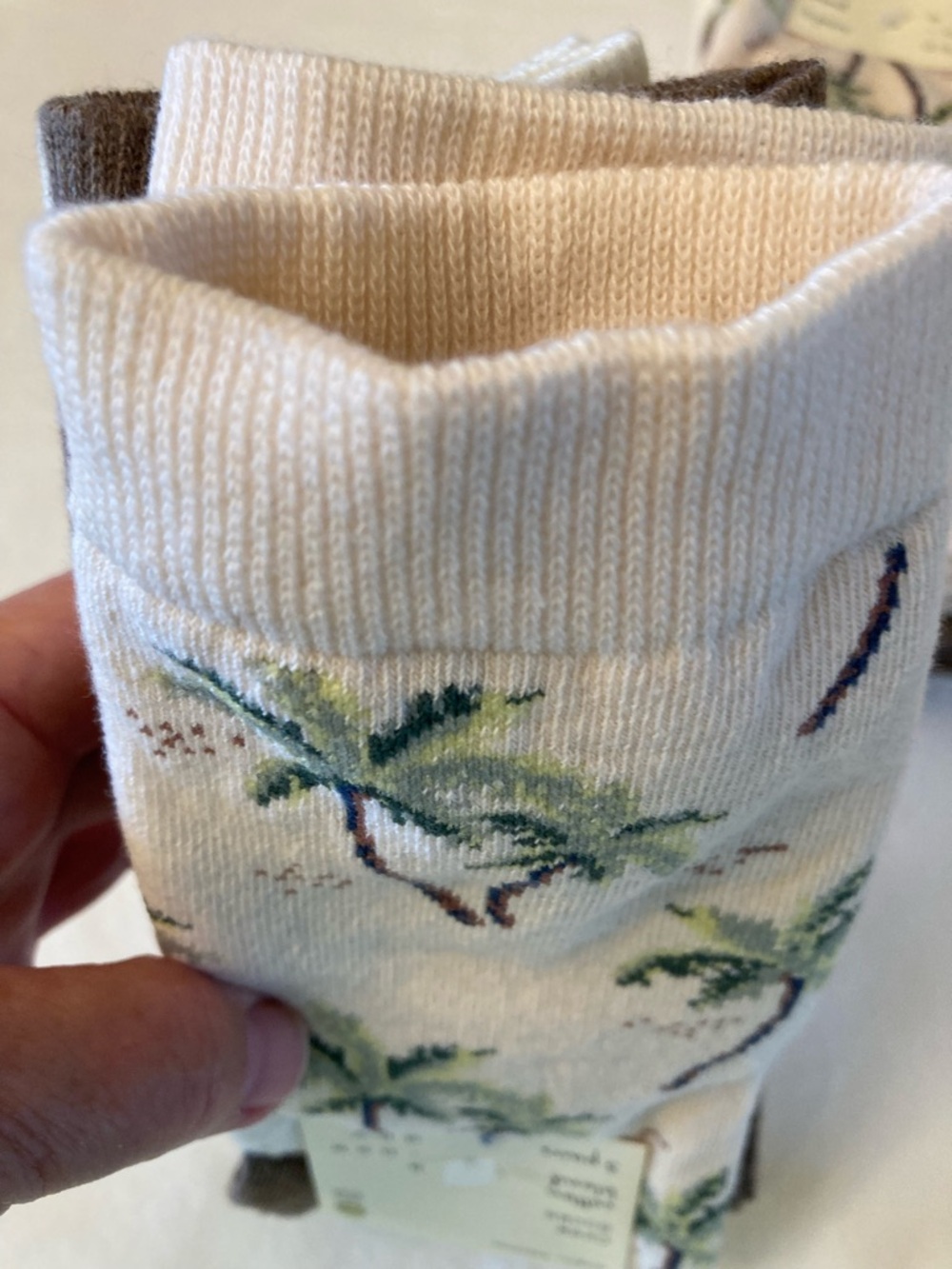 2 packs of A New Day Palm Women’s Print and Solid Brown and cream colored socks. - Picture 4 of 8